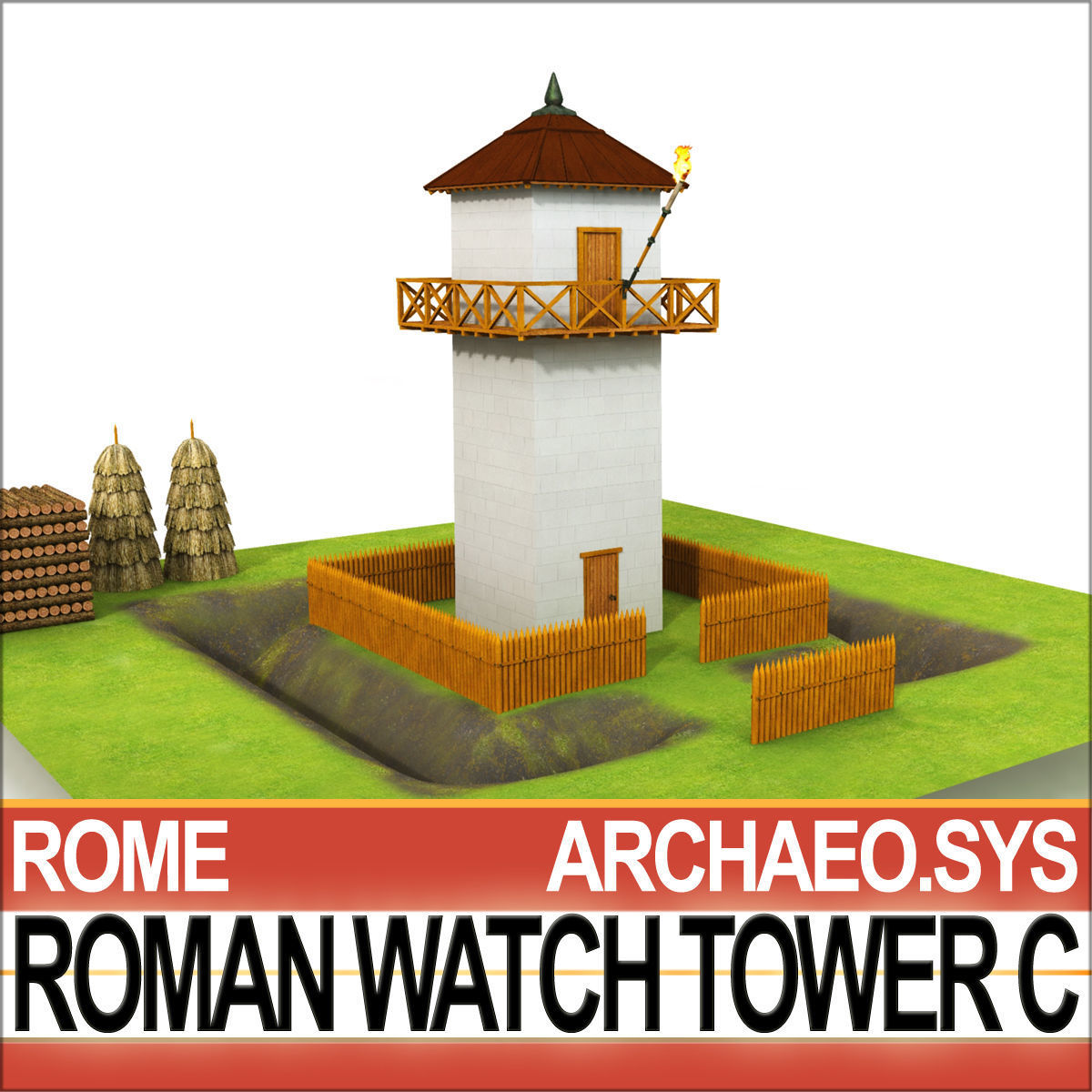 Roman Watch Tower C 3D model_6