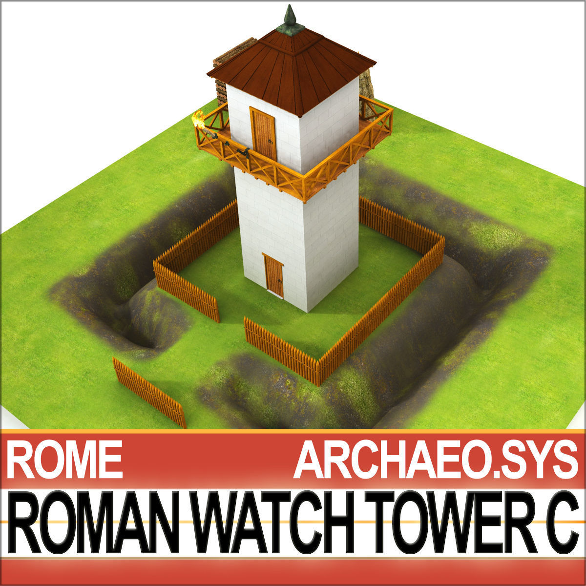 Roman Watch Tower C 3D model_4