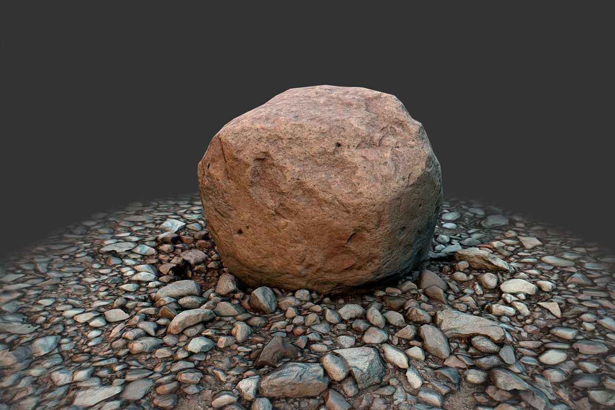 Boulder on Ground Low-poly 3D model_6