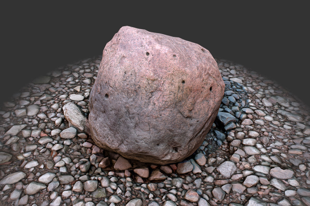 Boulder on Ground Low-poly 3D model_14