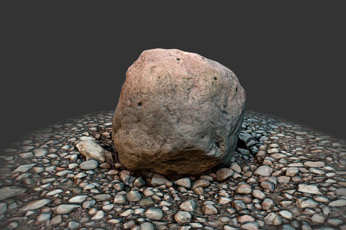 Boulder on Ground Low-poly 3D model_3