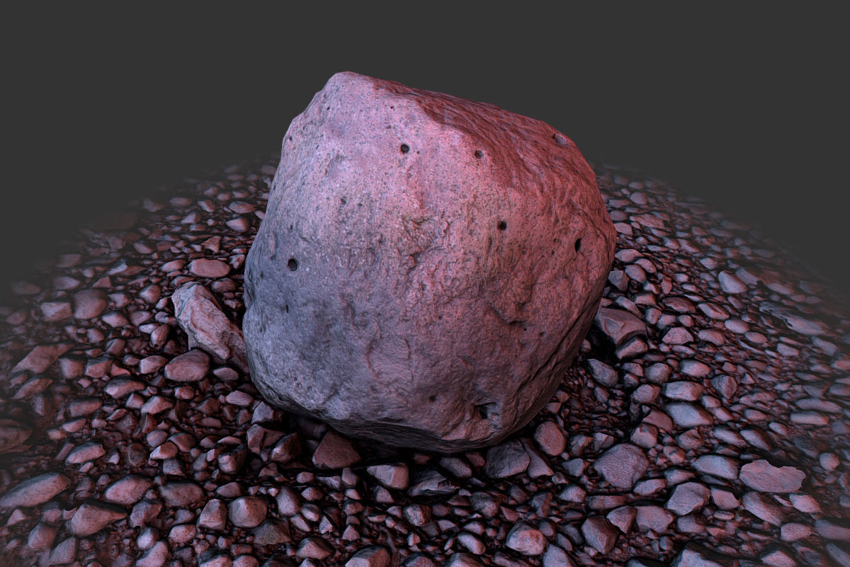 Boulder on Ground Low-poly 3D model_13