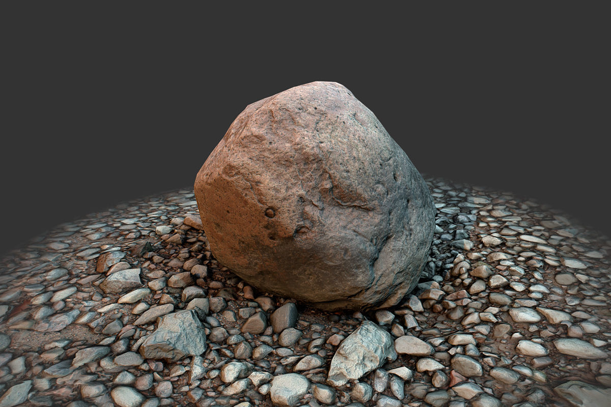 Boulder on Ground Low-poly 3D model_1