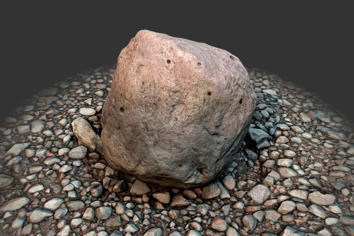 Boulder on Ground Low-poly 3D model_11