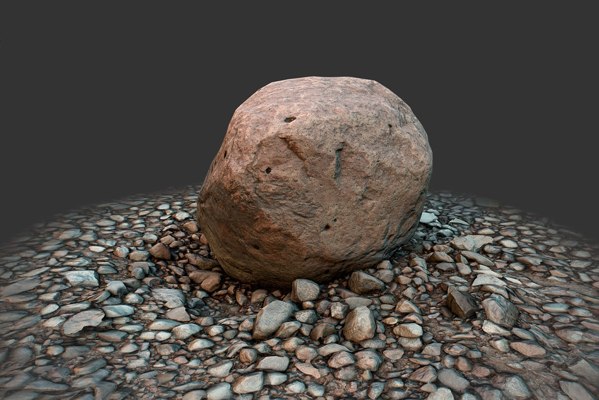 Boulder on Ground Low-poly 3D model_5