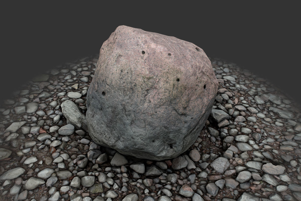 Boulder on Ground Low-poly 3D model_17
