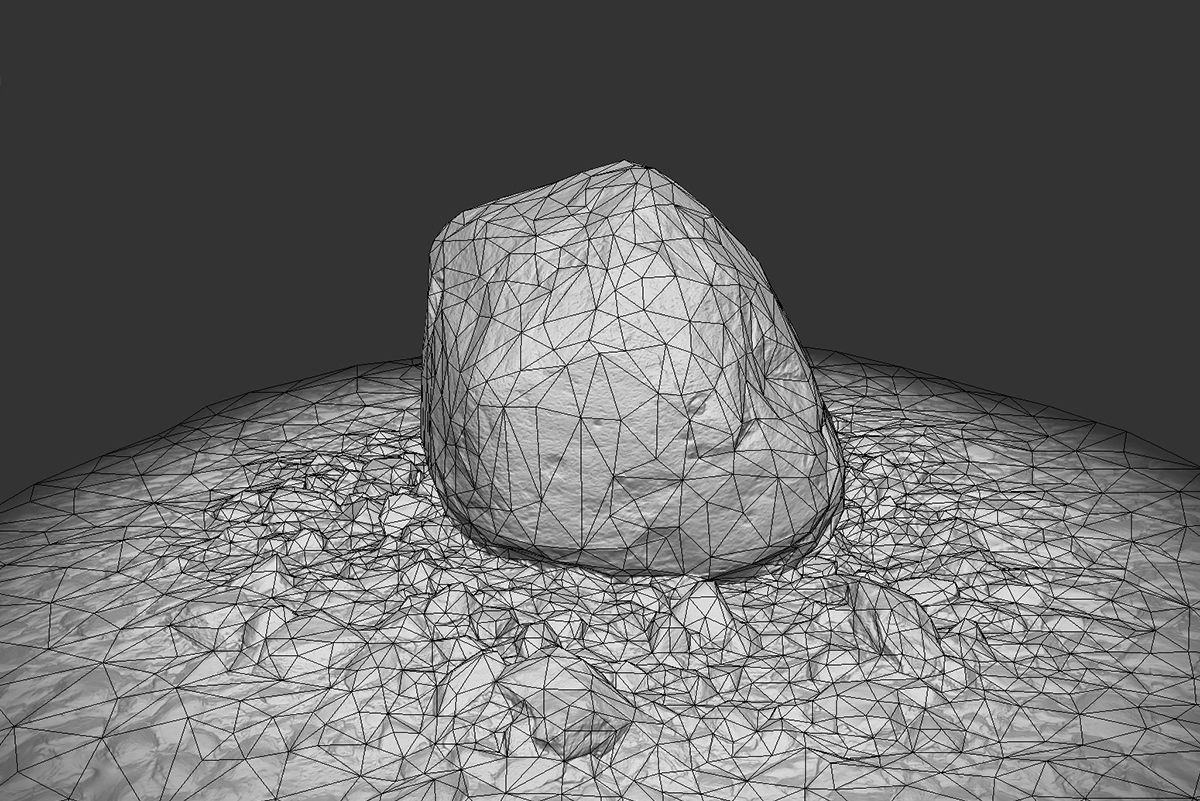 Boulder on Ground Low-poly 3D model_9