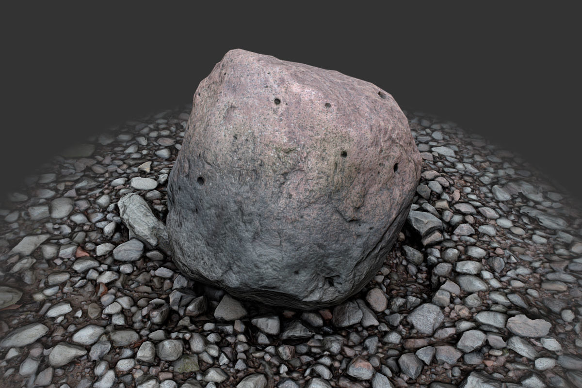 Boulder on Ground Low-poly 3D model_12