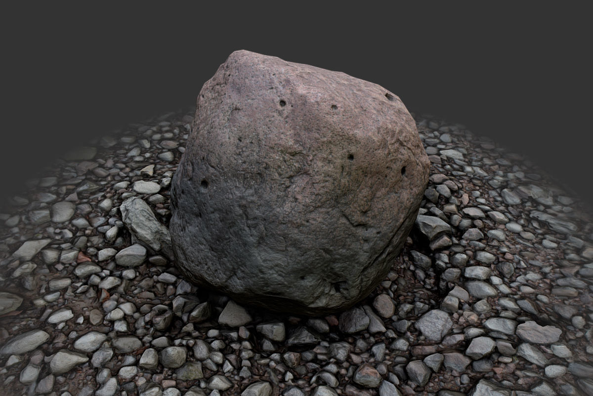 Boulder on Ground Low-poly 3D model_15