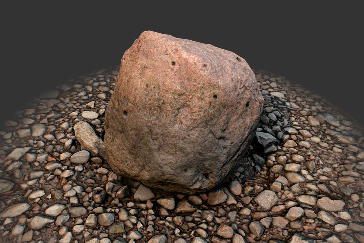 Boulder on Ground Low-poly 3D model_16
