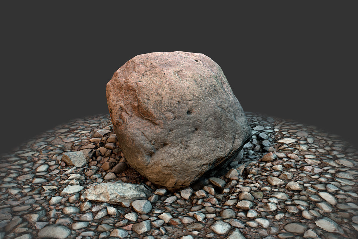 Boulder on Ground Low-poly 3D model_2