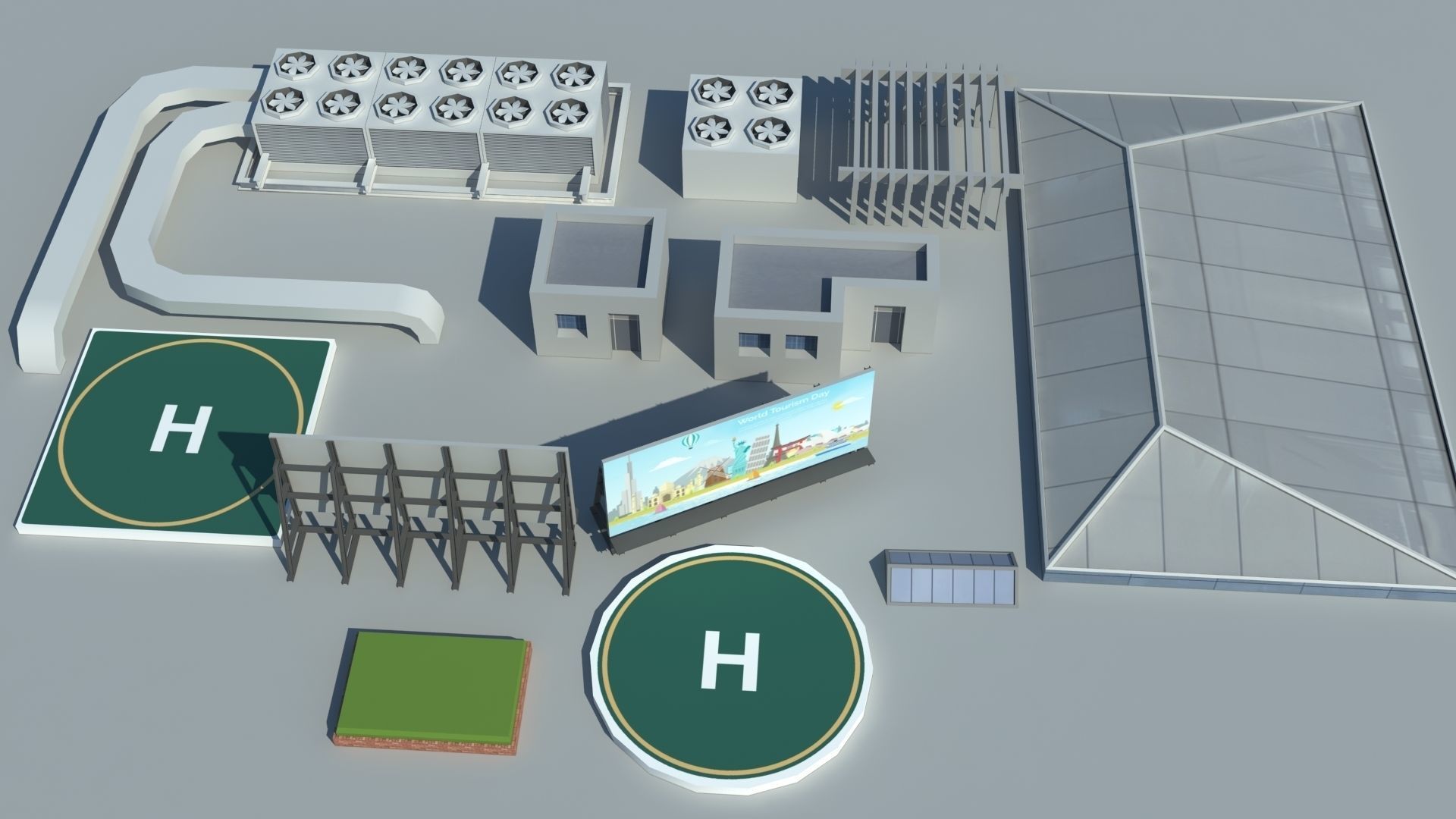Realistic Low poly Cartoon City Modular Elements Low-poly 3D model_7