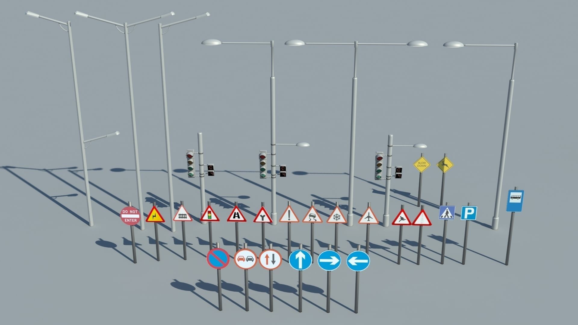 Realistic Low poly Cartoon City Modular Elements Low-poly 3D model_10