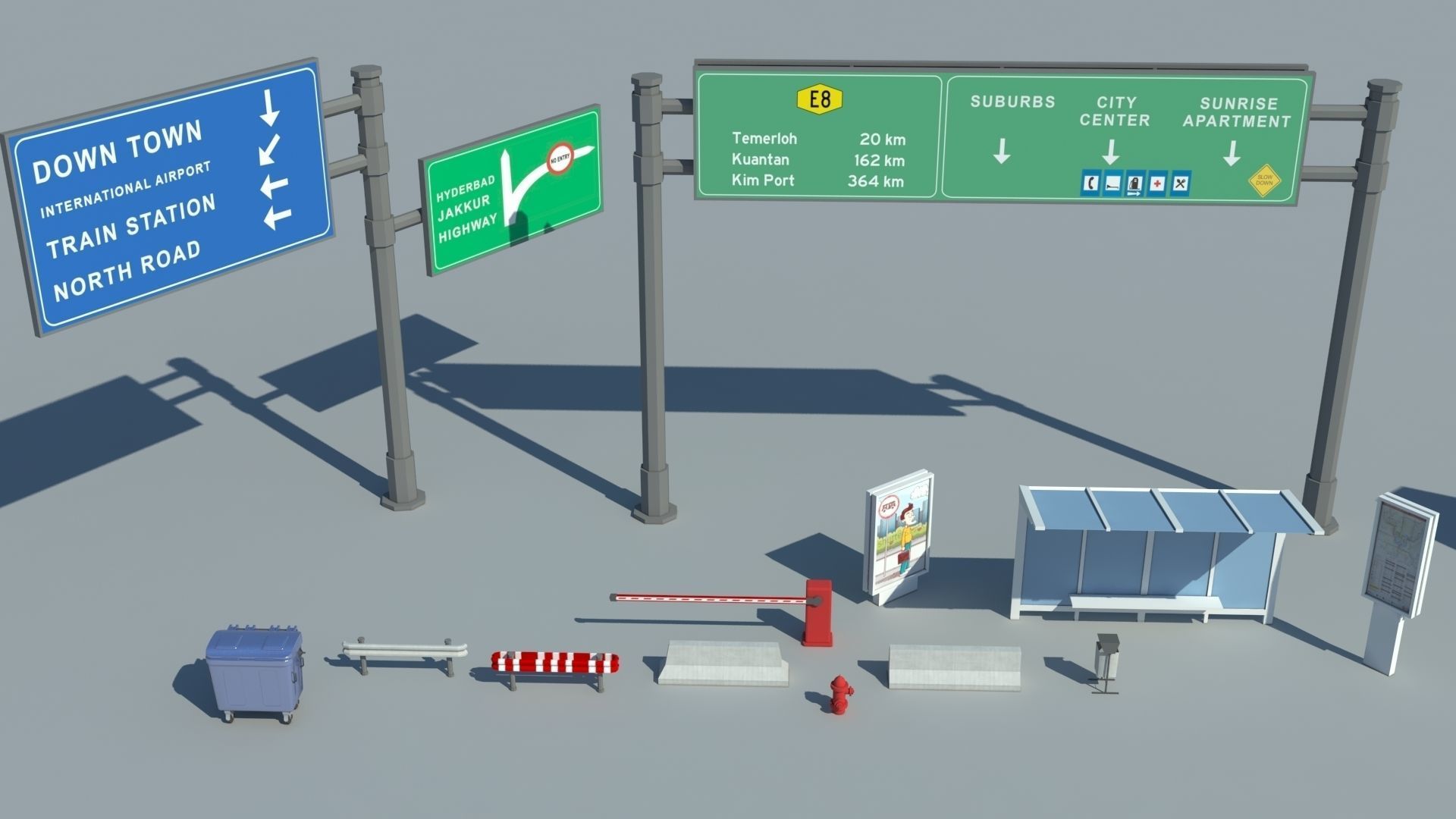 Realistic Low poly Cartoon City Modular Elements Low-poly 3D model_13