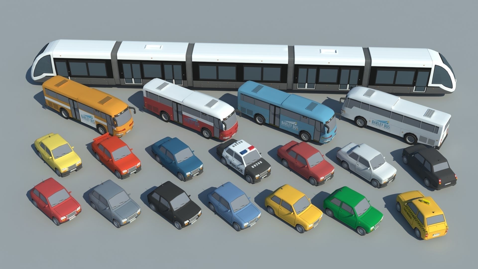 Realistic Low poly Cartoon City Modular Elements Low-poly 3D model_15