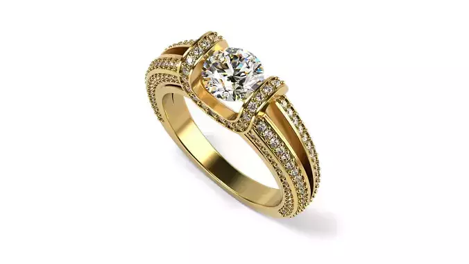 Eight Raws Engagement Ring 3D print model