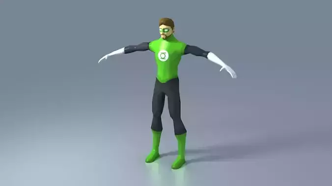 Green Lantern Model With Rig Unity Ready