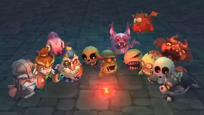 Micro Hero and Monster Set - Low Poly Hand Painted Low-poly 3D model