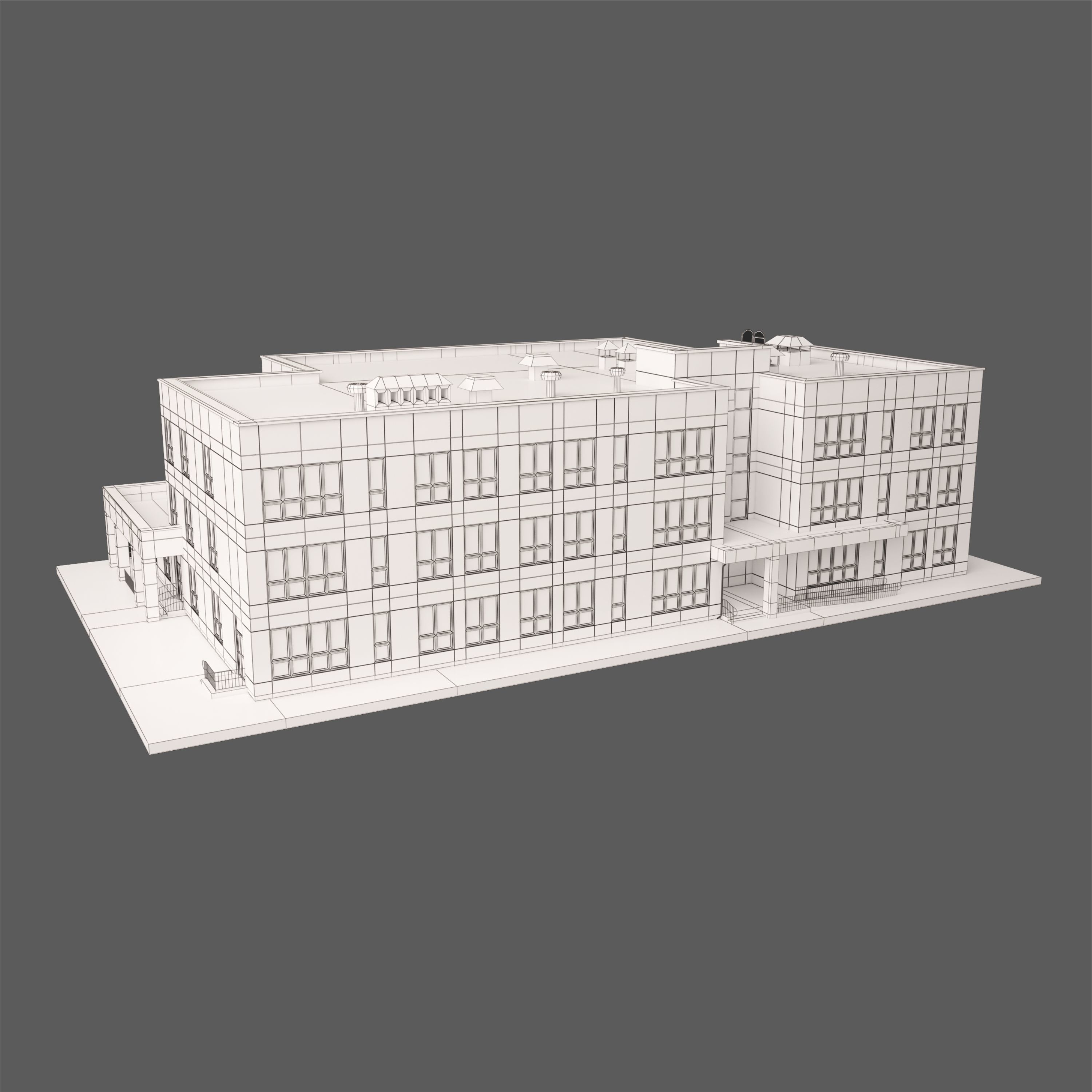 Kindergarten school building 3D model_5