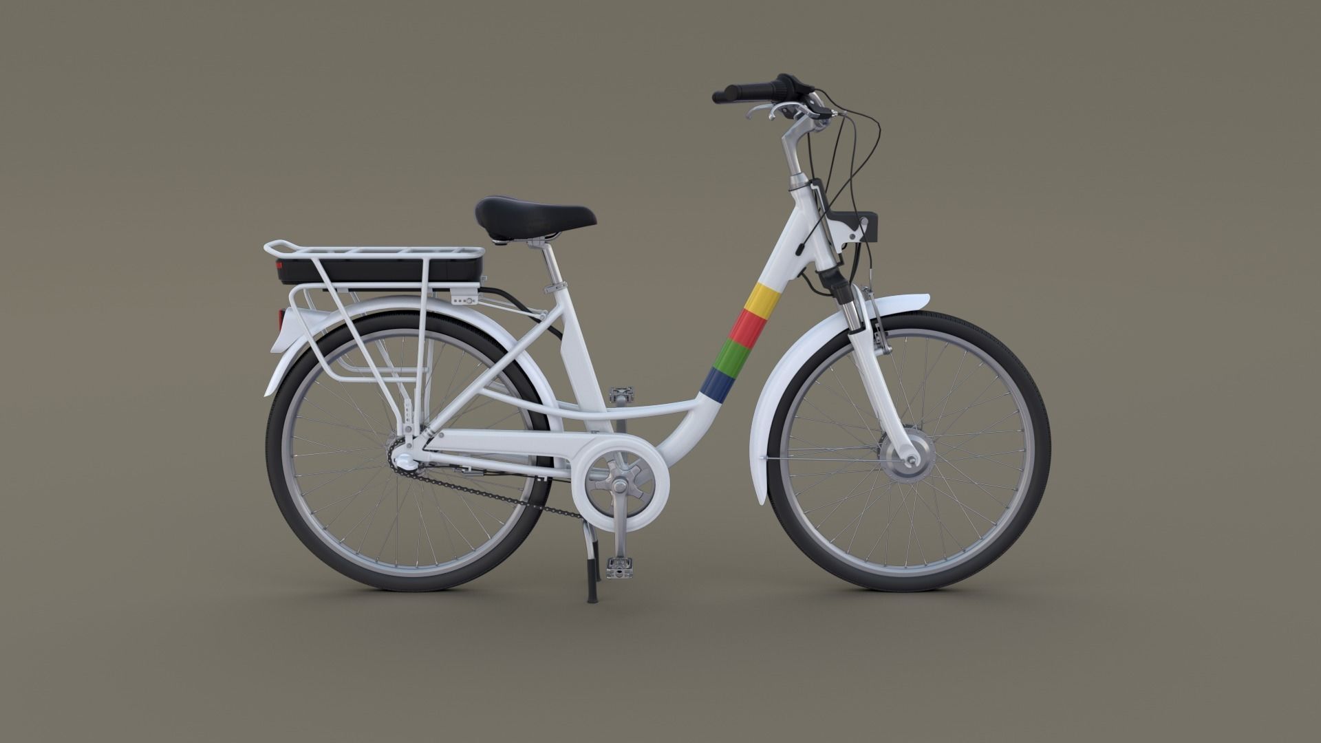 Electric City Bicycle and Station 3D model_8