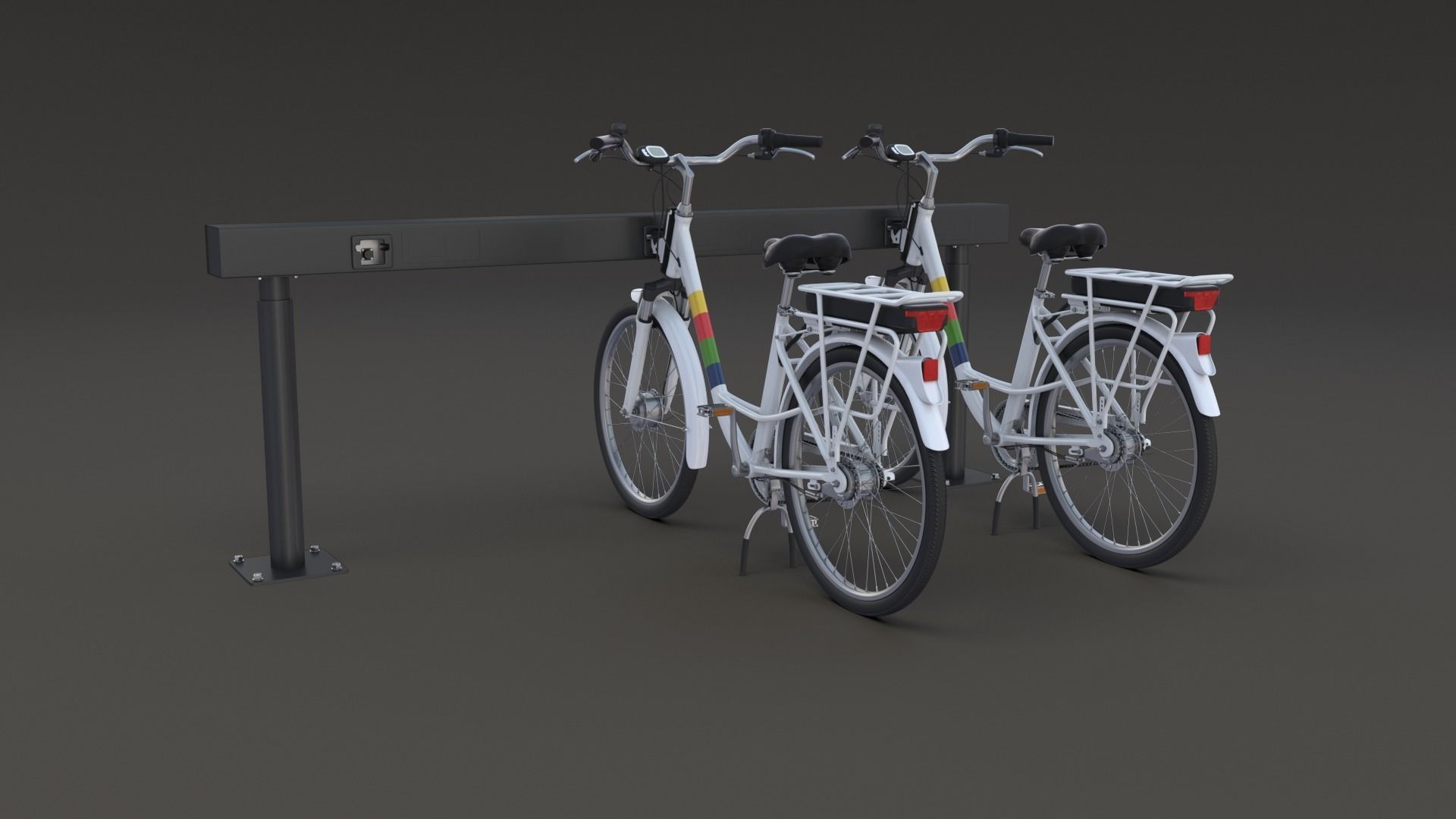 Electric City Bicycle and Station 3D model_22