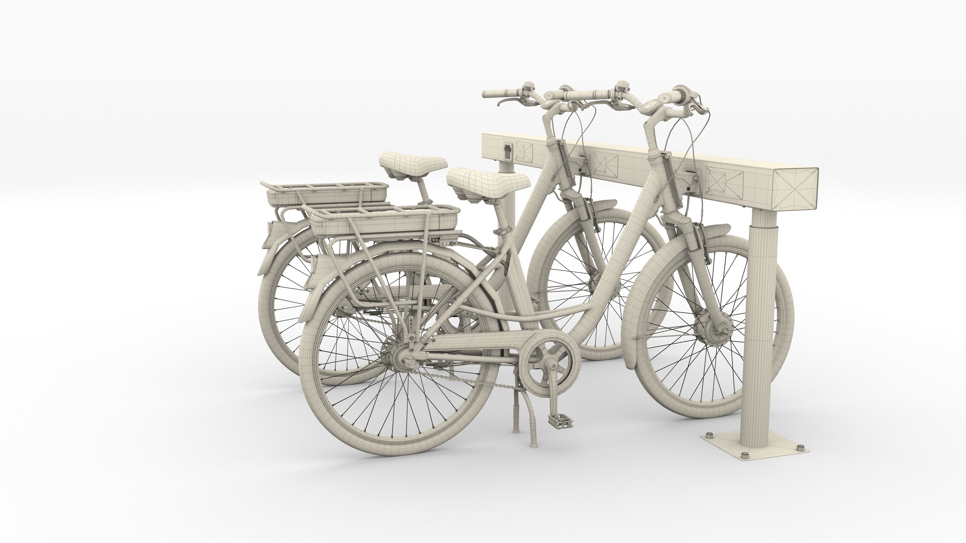 Electric City Bicycle and Station 3D model_42