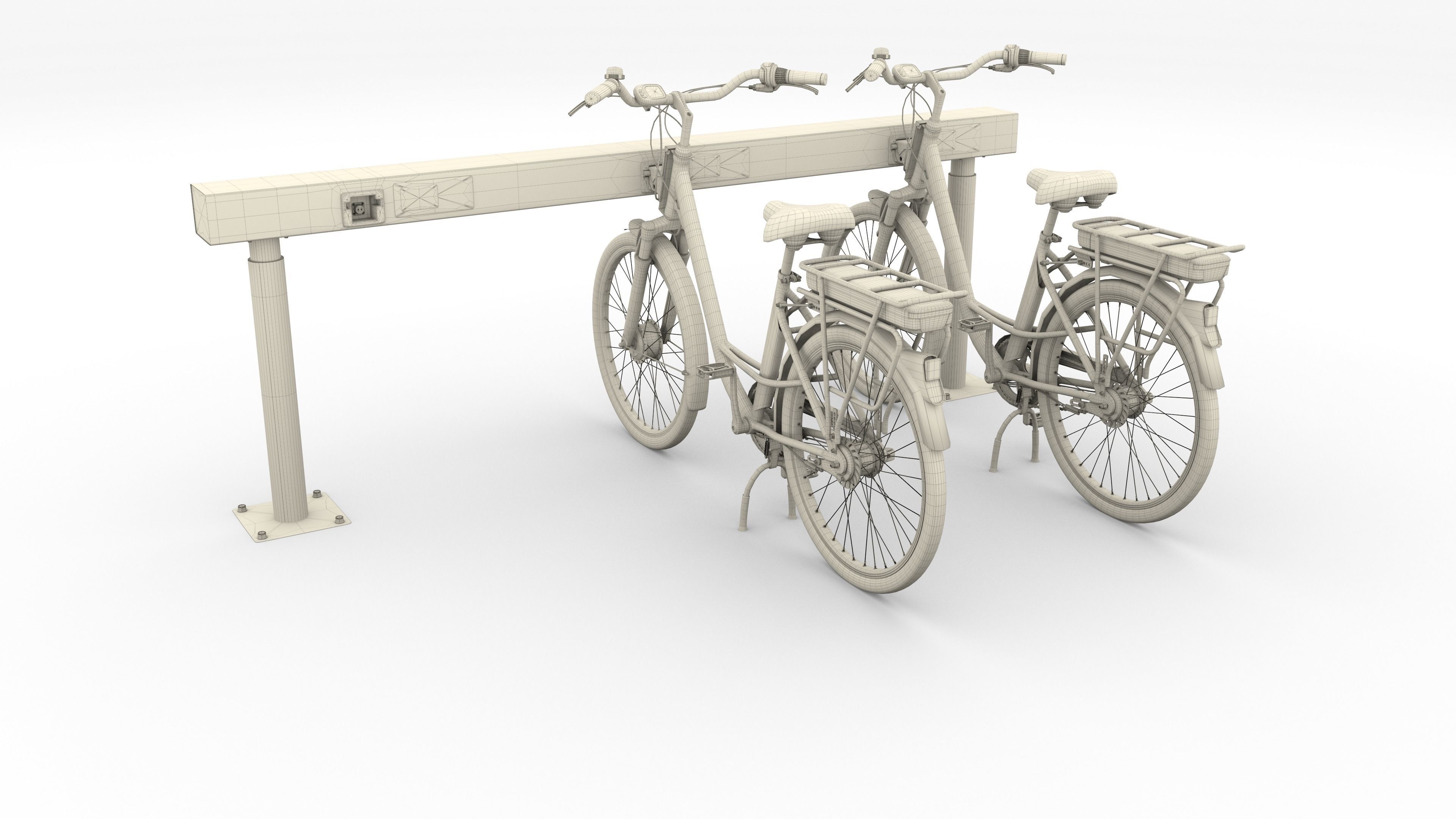 Electric City Bicycle and Station 3D model_47