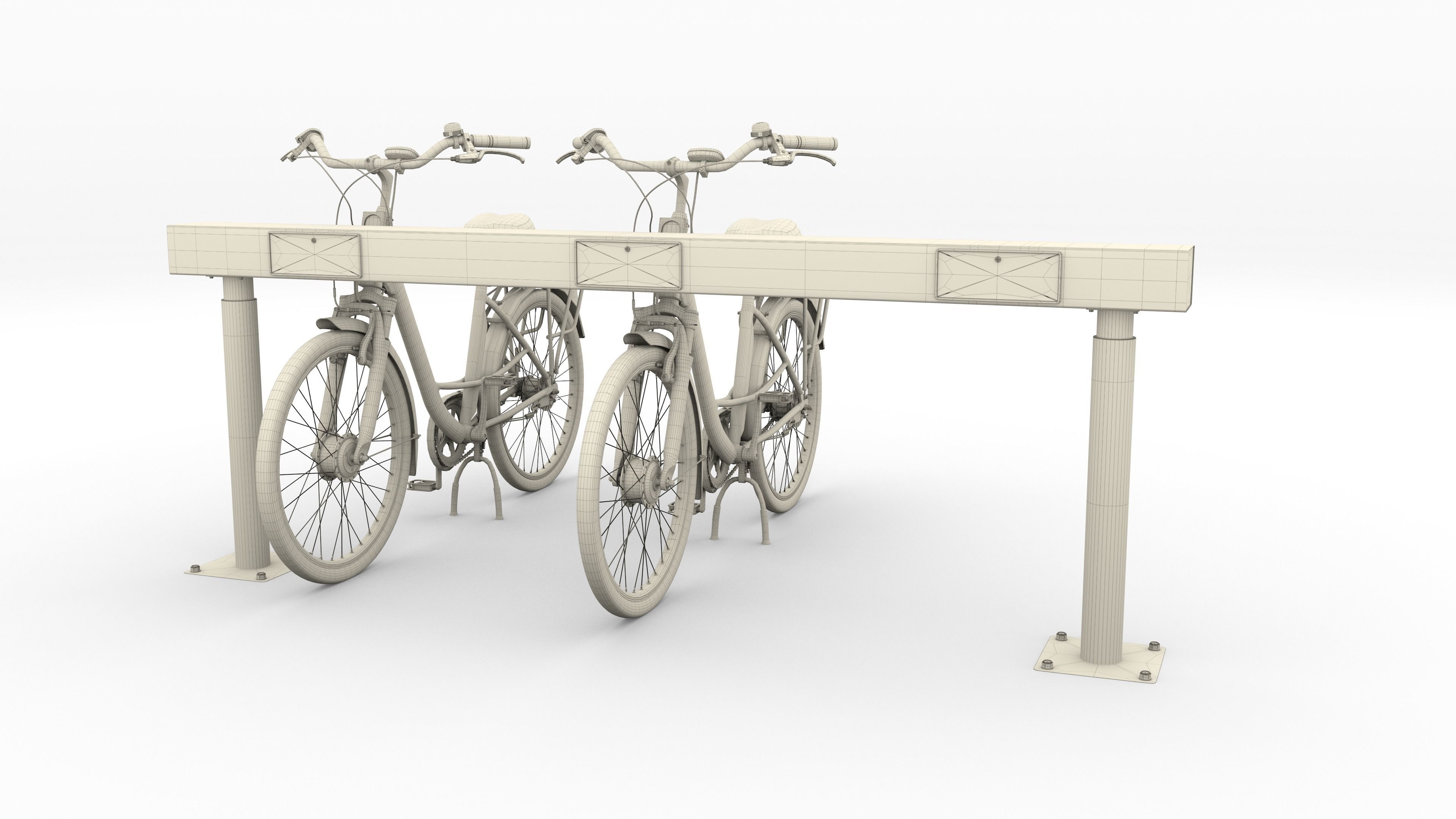 Electric City Bicycle and Station 3D model_41