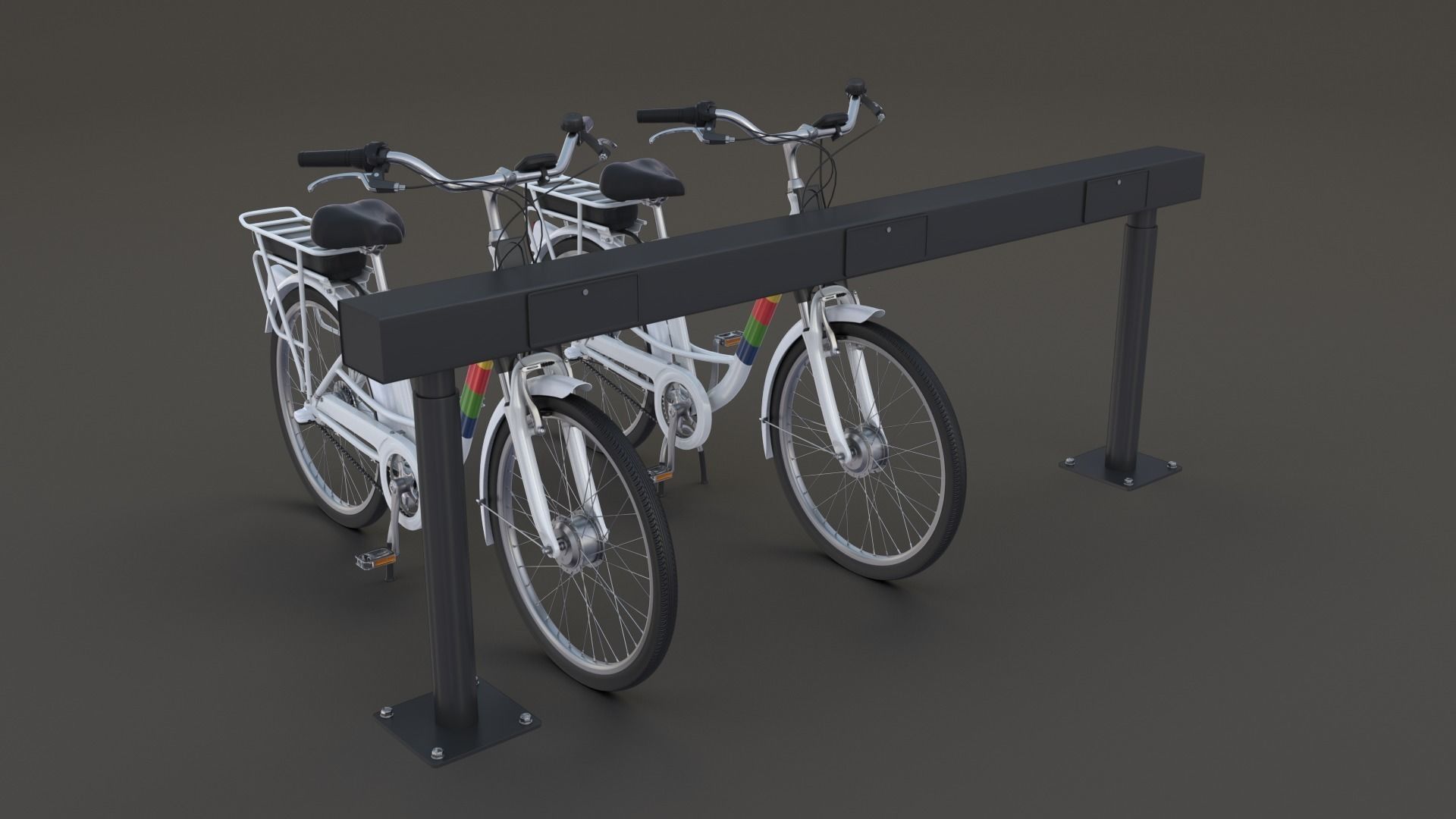 Electric City Bicycle and Station 3D model_33