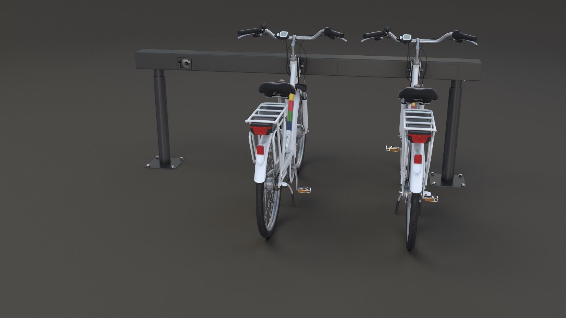 Electric City Bicycle and Station 3D model_29