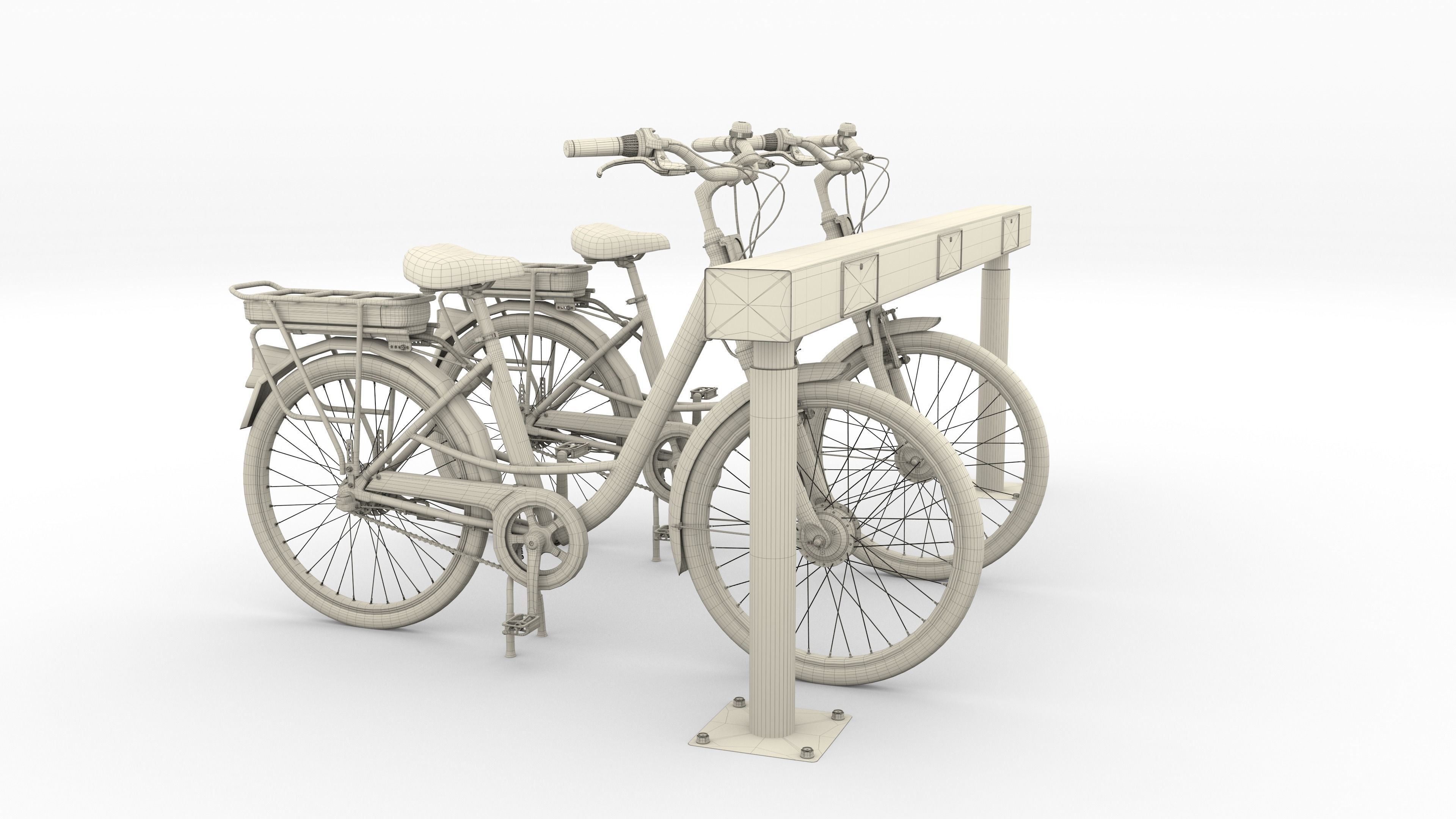 Electric City Bicycle and Station 3D model_38