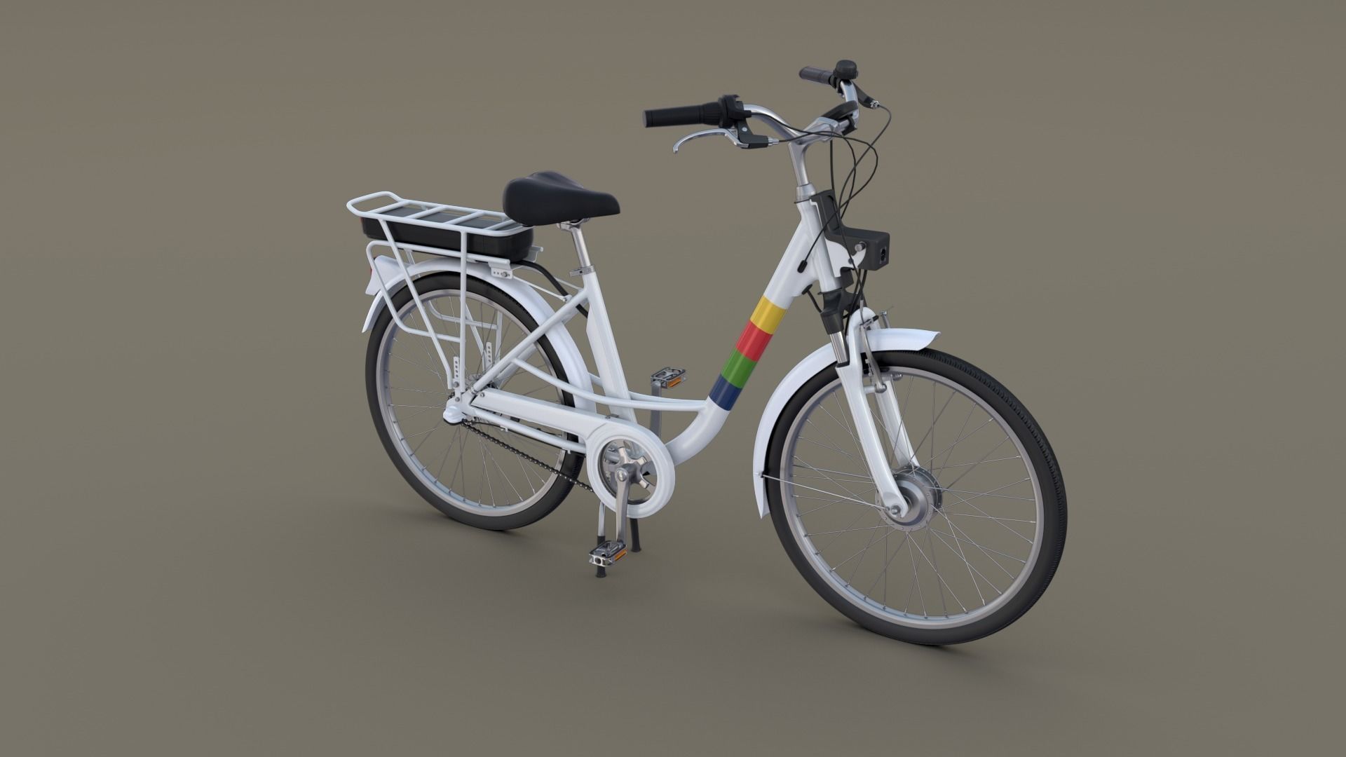 Electric City Bicycle and Station 3D model_13