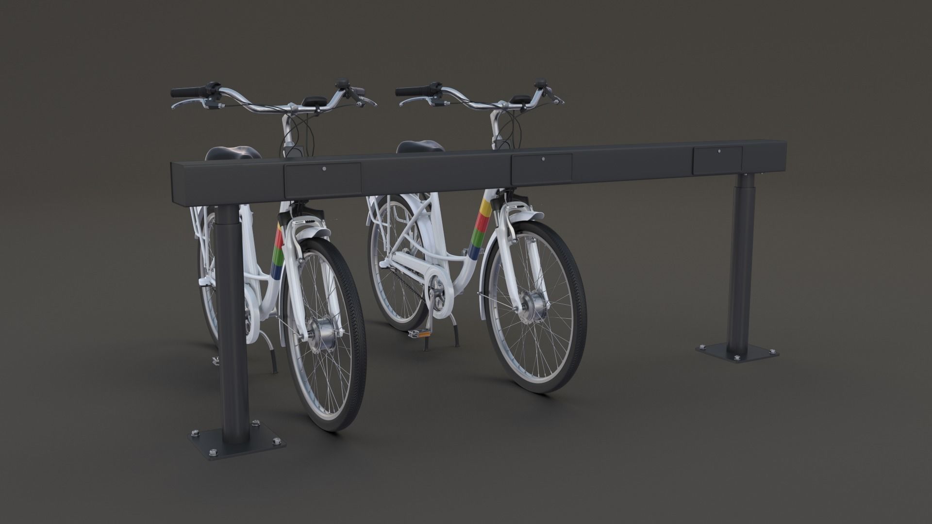 Electric City Bicycle and Station 3D model_28
