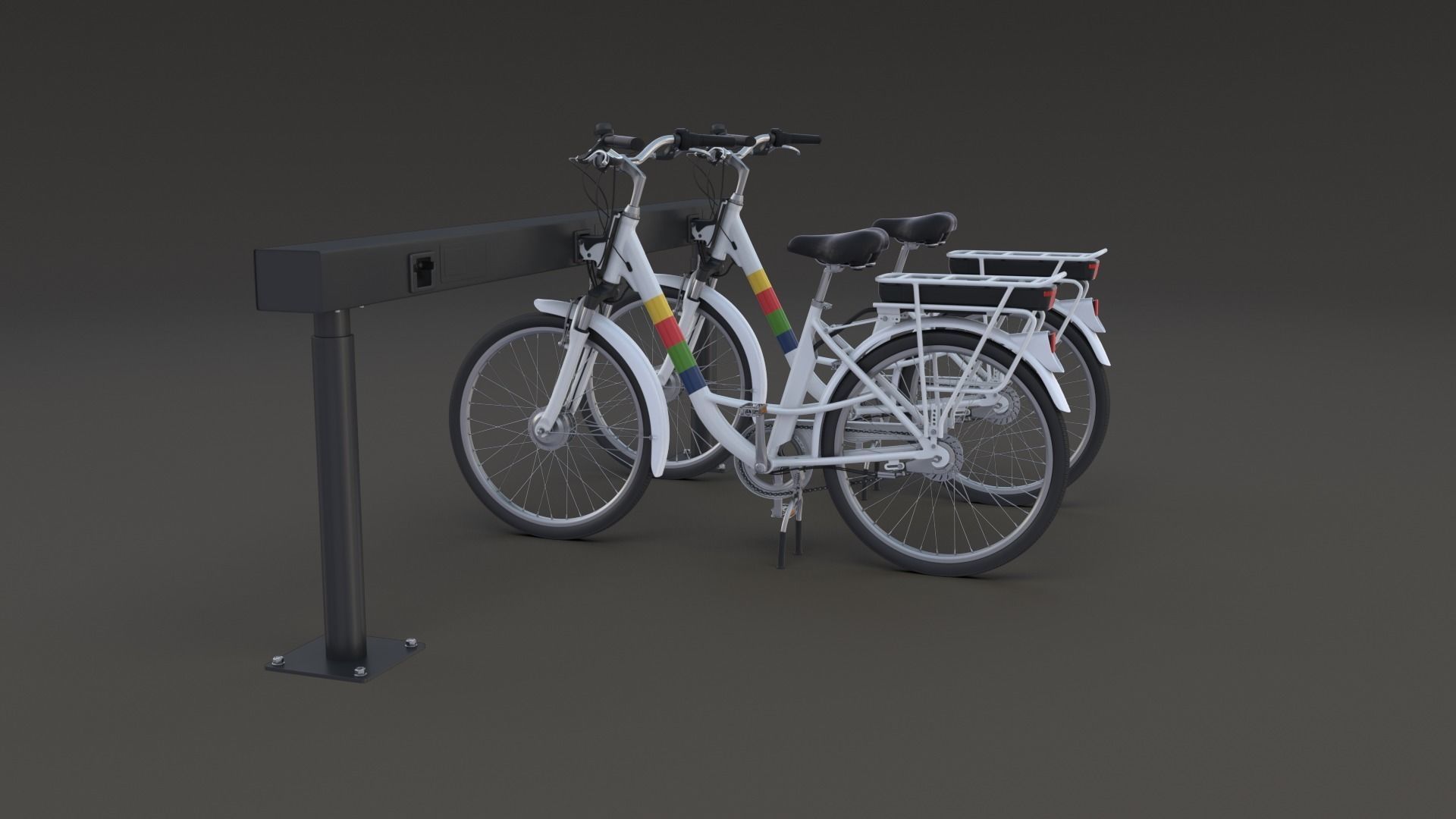 Electric City Bicycle and Station 3D model_20
