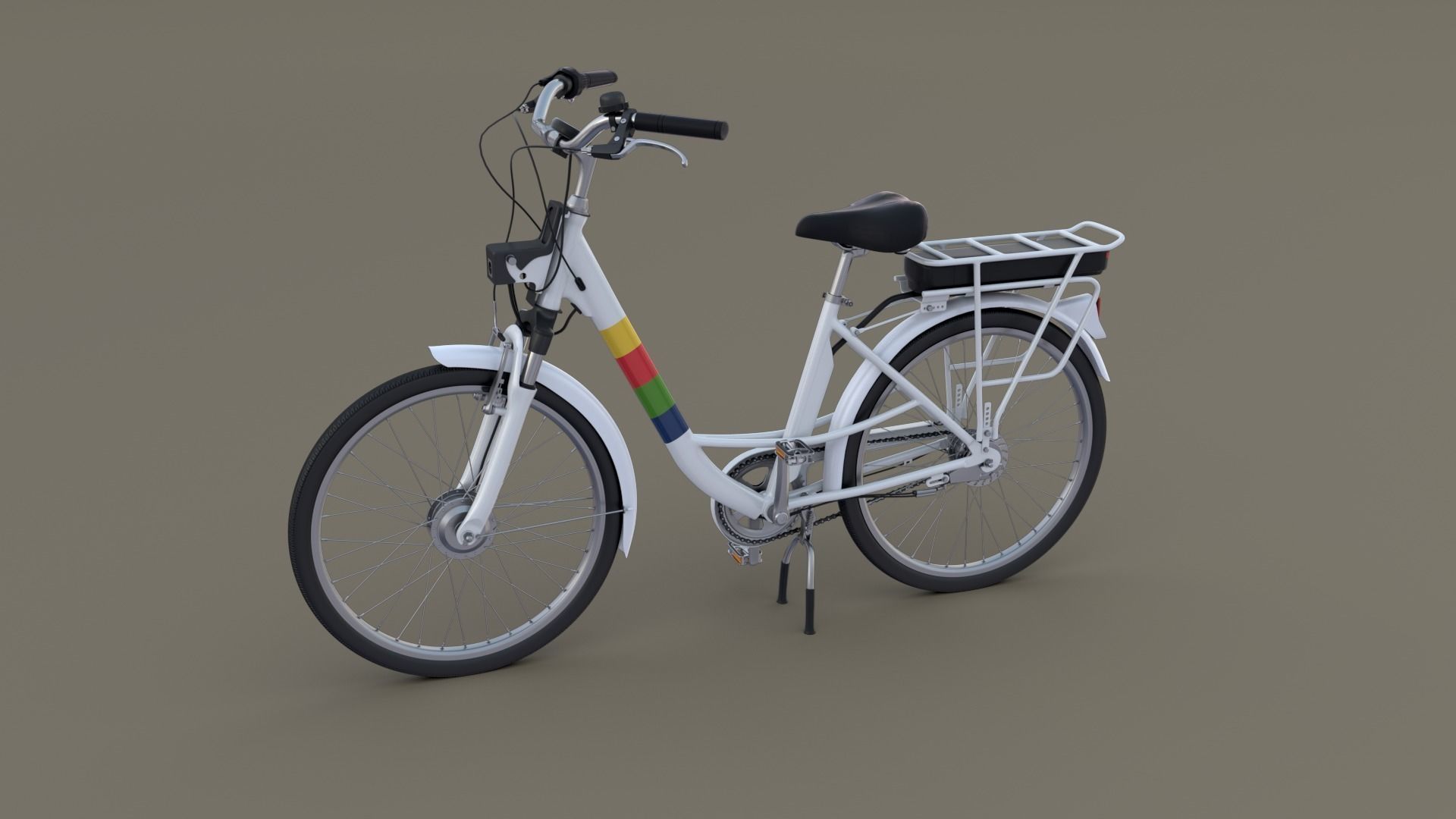 Electric City Bicycle and Station 3D model_15