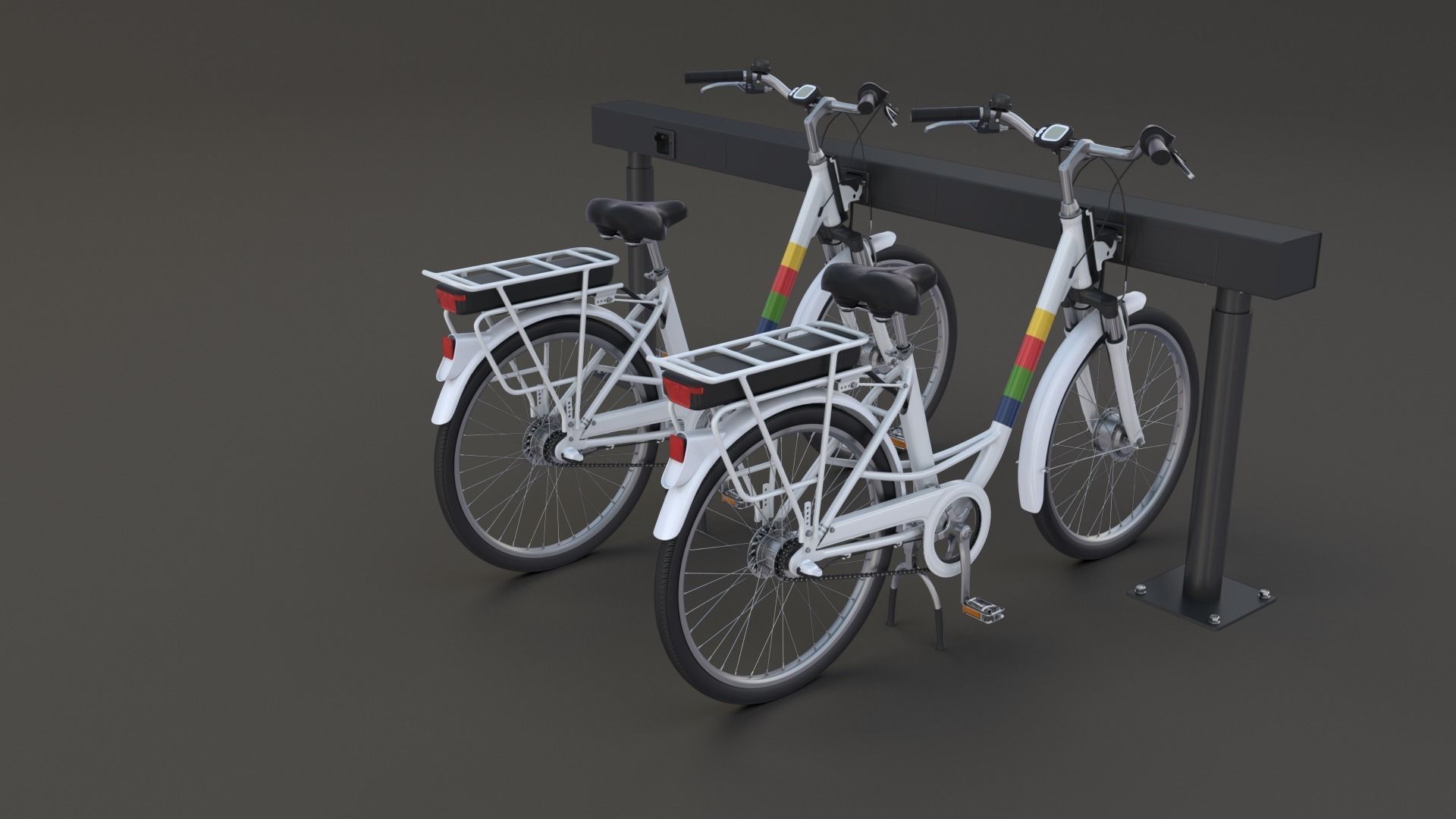 Electric City Bicycle and Station 3D model_30