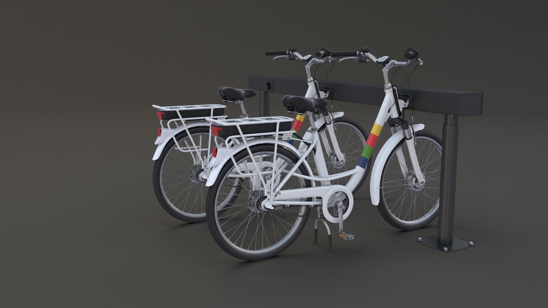 Electric City Bicycle and Station 3D model_24