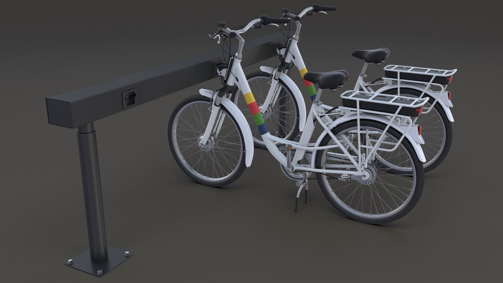 Electric City Bicycle and Station 3D model_36