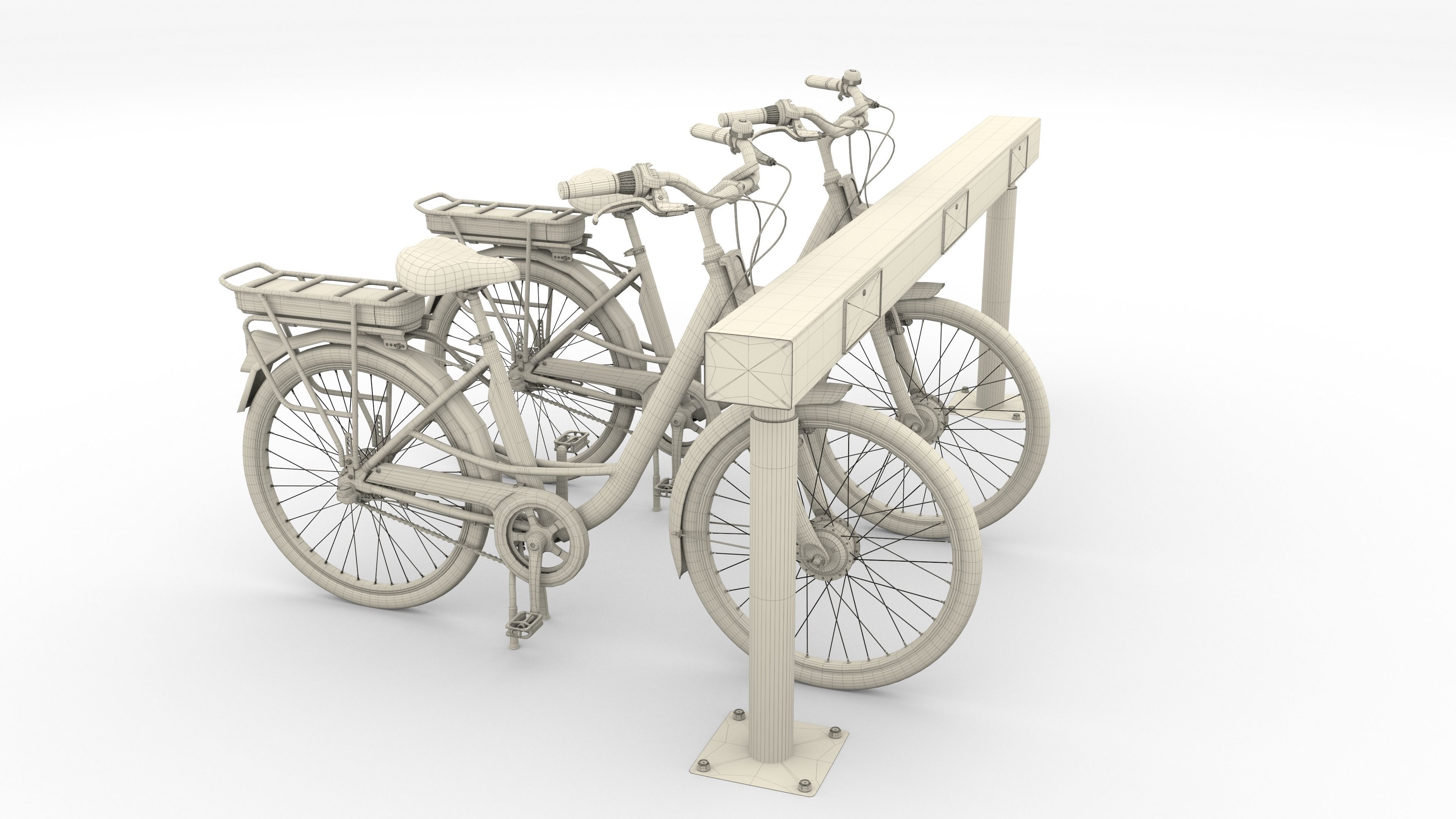 Electric City Bicycle and Station 3D model_50