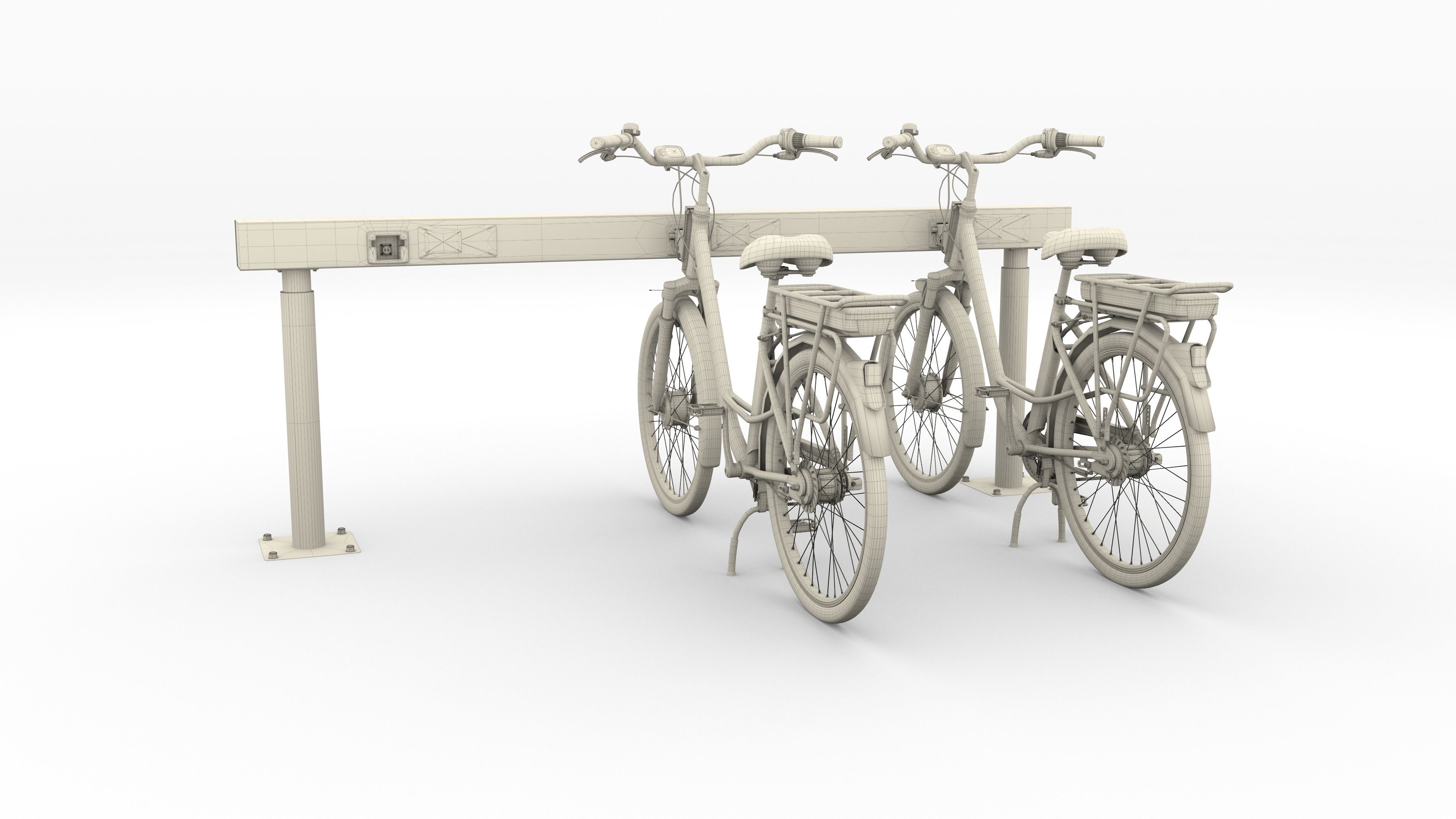 Electric City Bicycle and Station 3D model_39