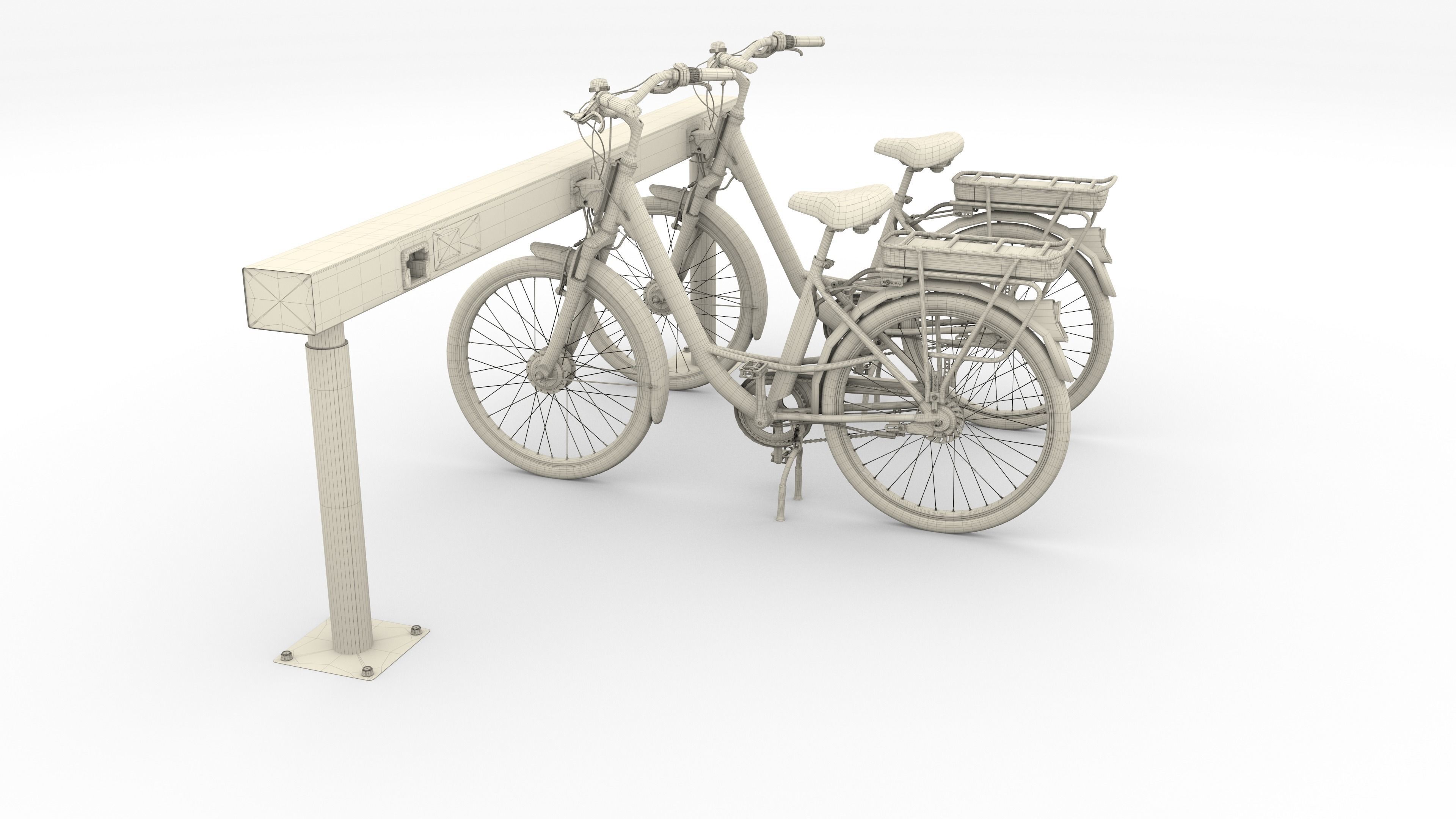 Electric City Bicycle and Station 3D model_46