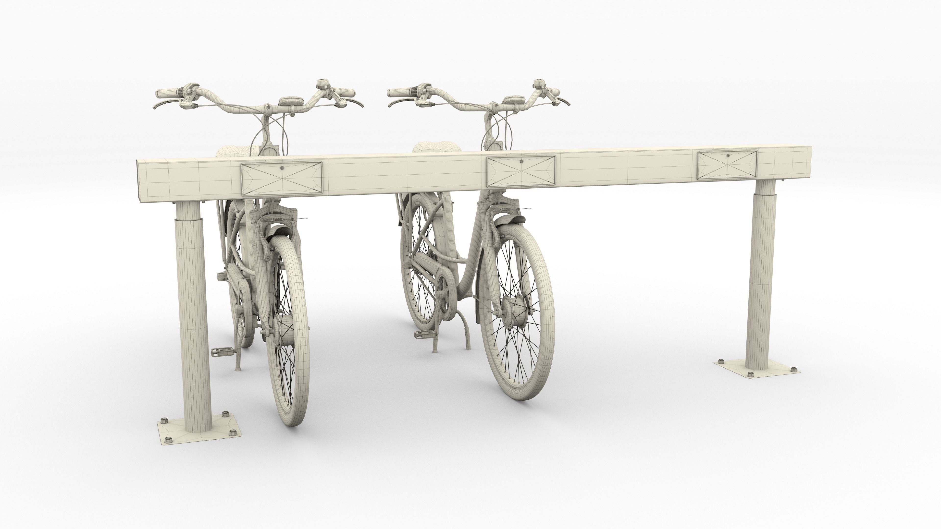 Electric City Bicycle and Station 3D model_40
