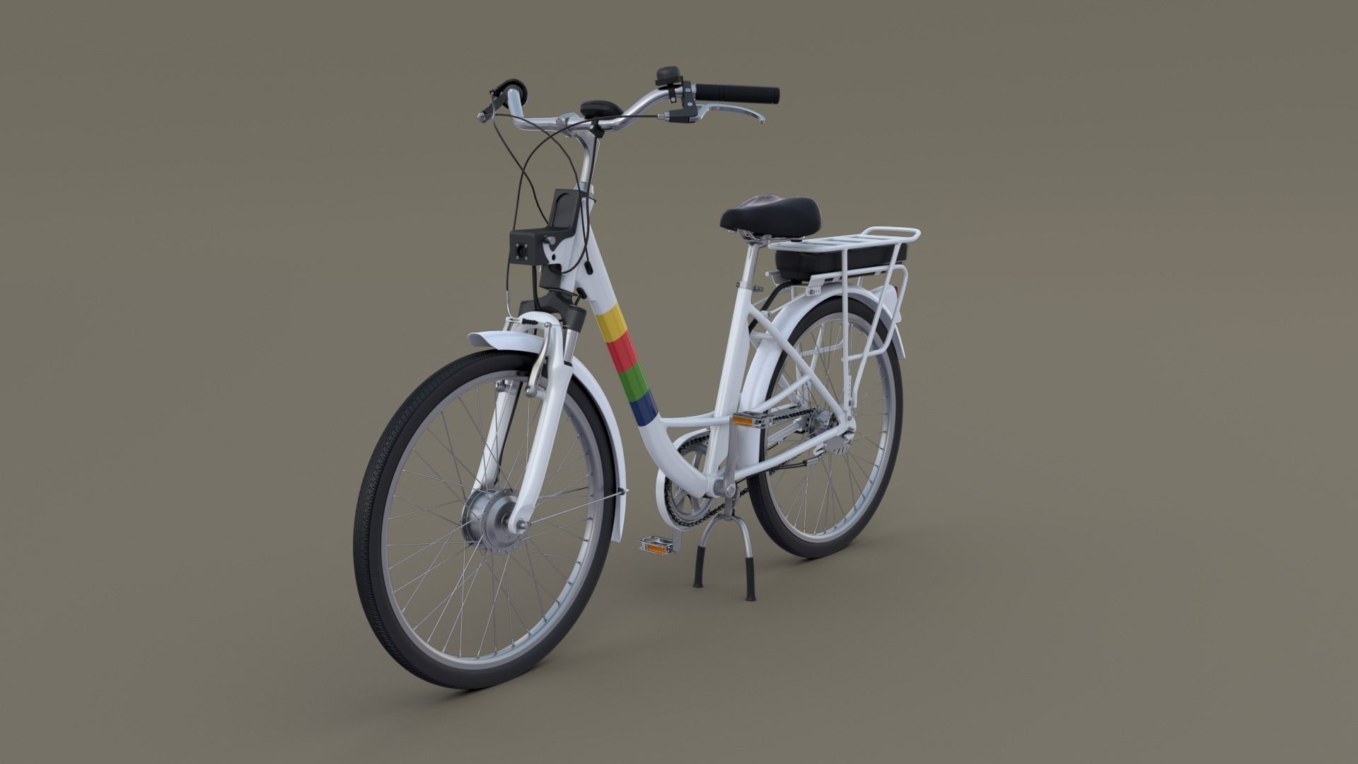 Electric City Bicycle and Station 3D model_7
