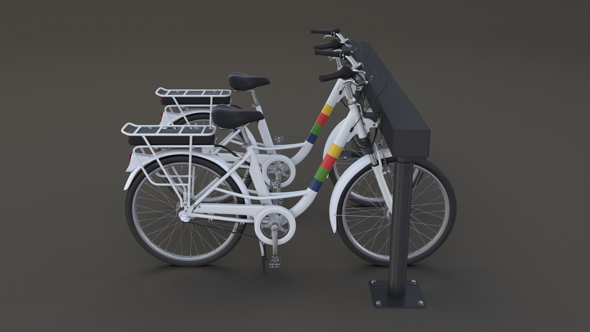 Electric City Bicycle and Station 3D model_32