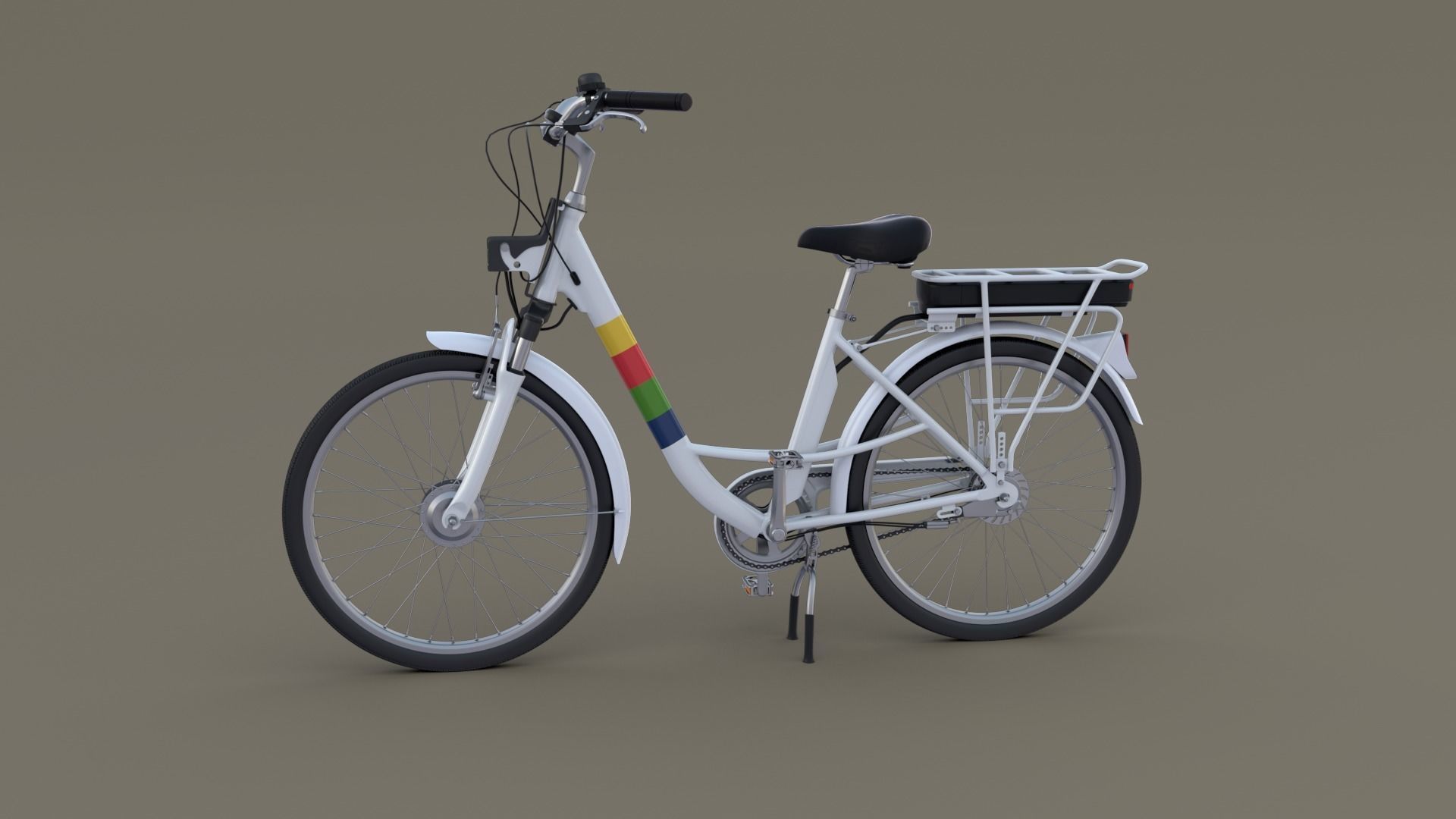 Electric City Bicycle and Station 3D model_5