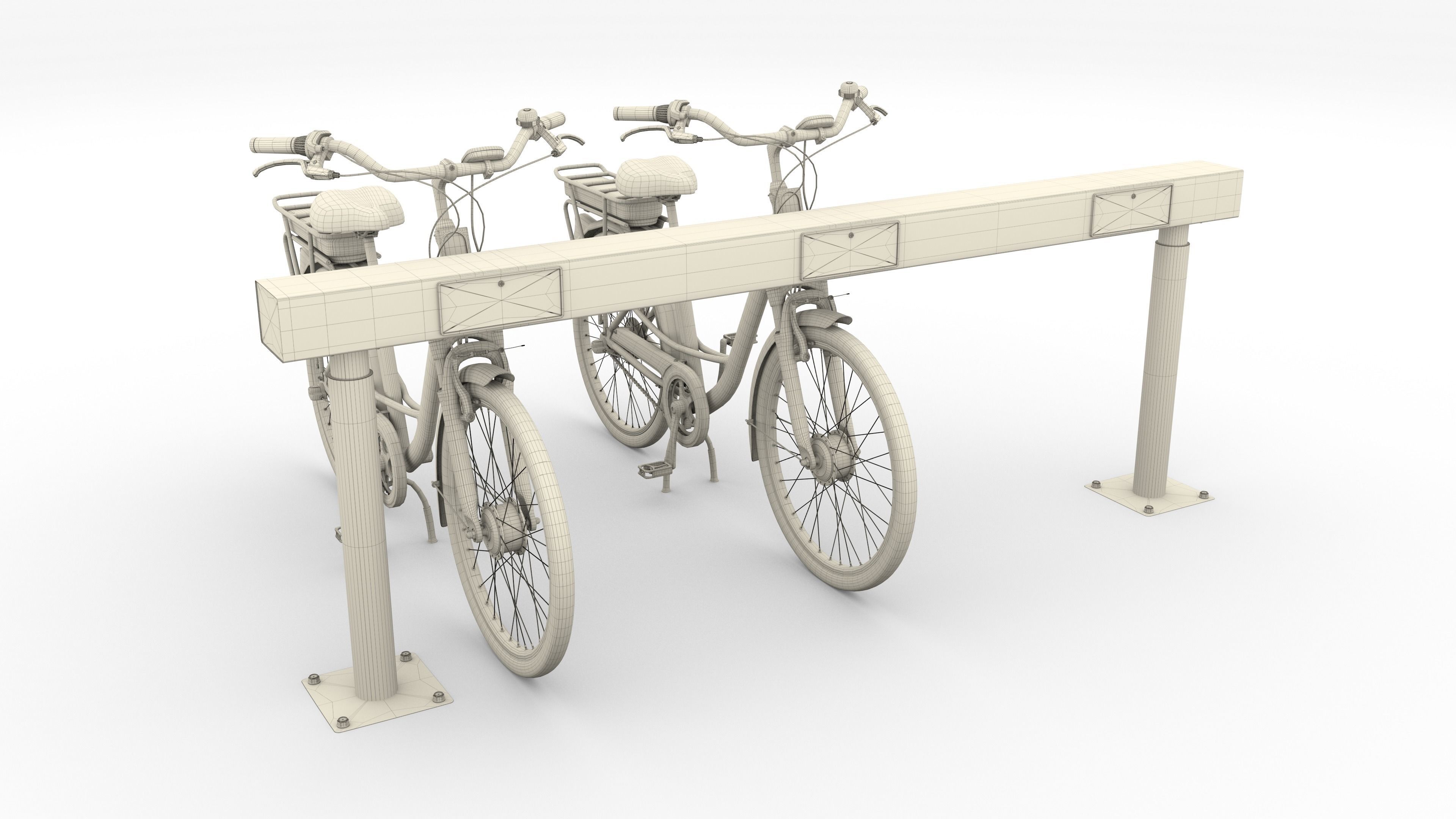 Electric City Bicycle and Station 3D model_49