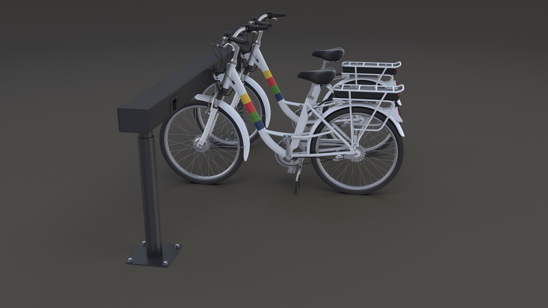 Electric City Bicycle and Station 3D model_31