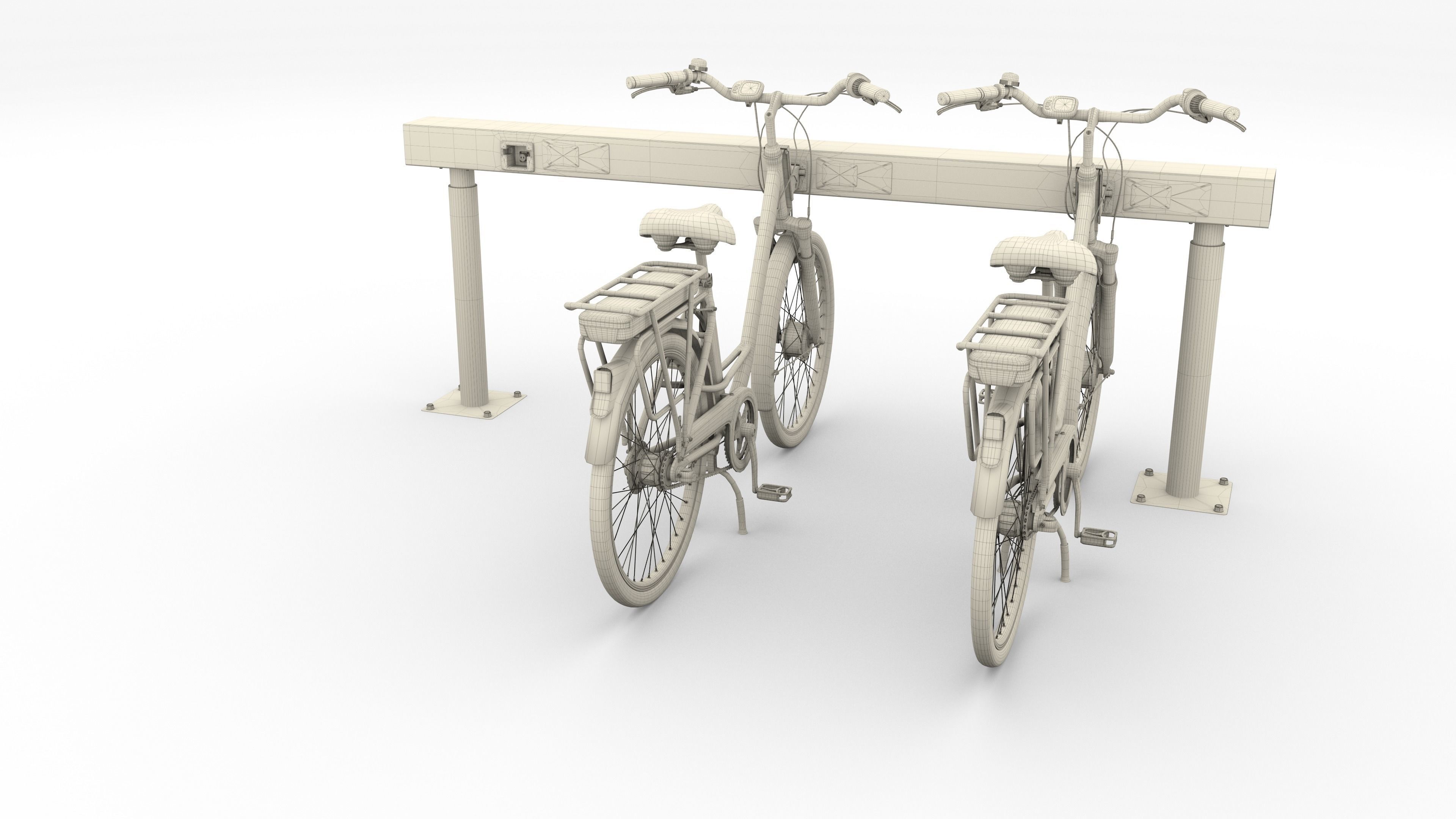 Electric City Bicycle and Station 3D model_45