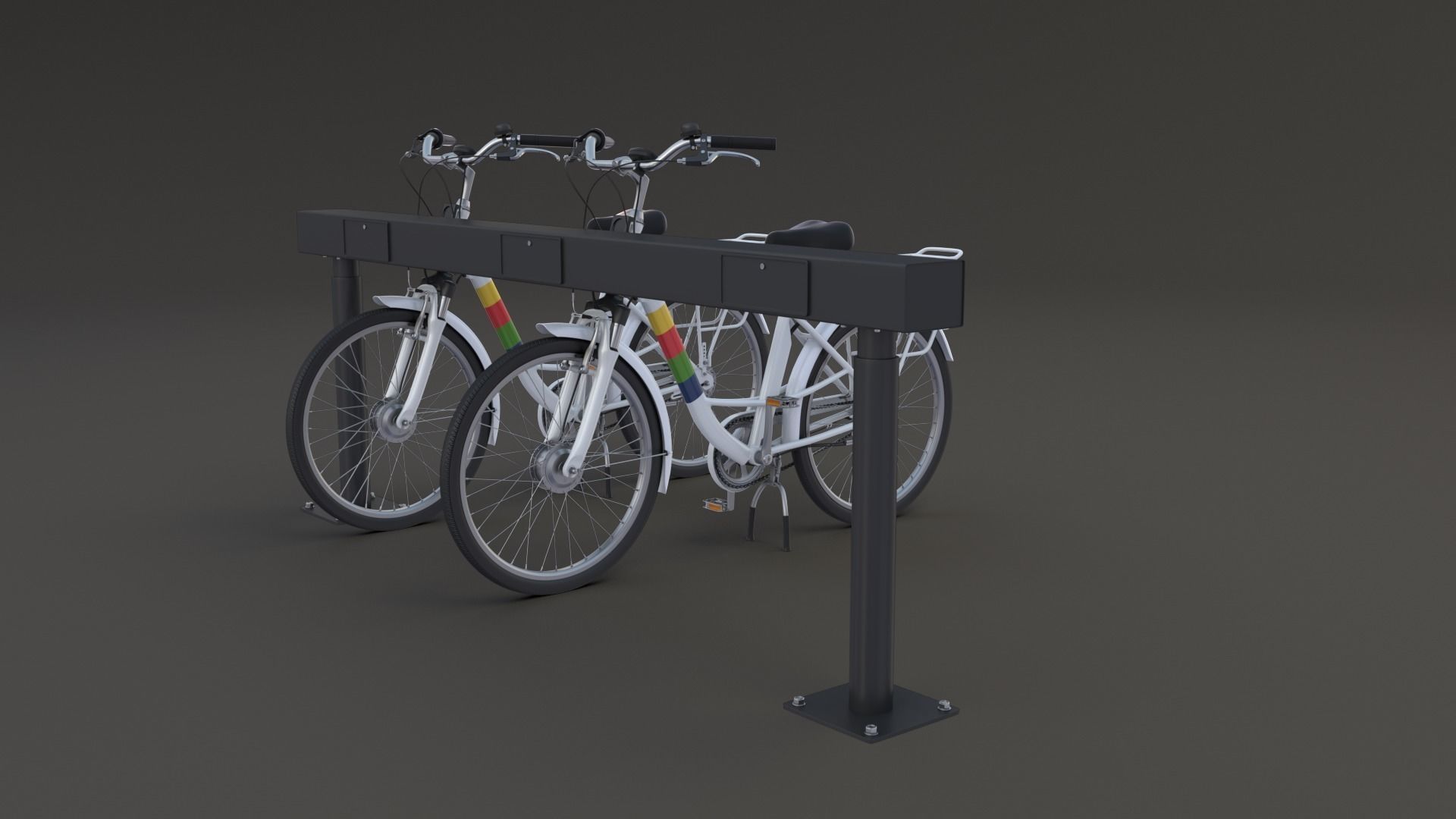 Electric City Bicycle and Station 3D model_27