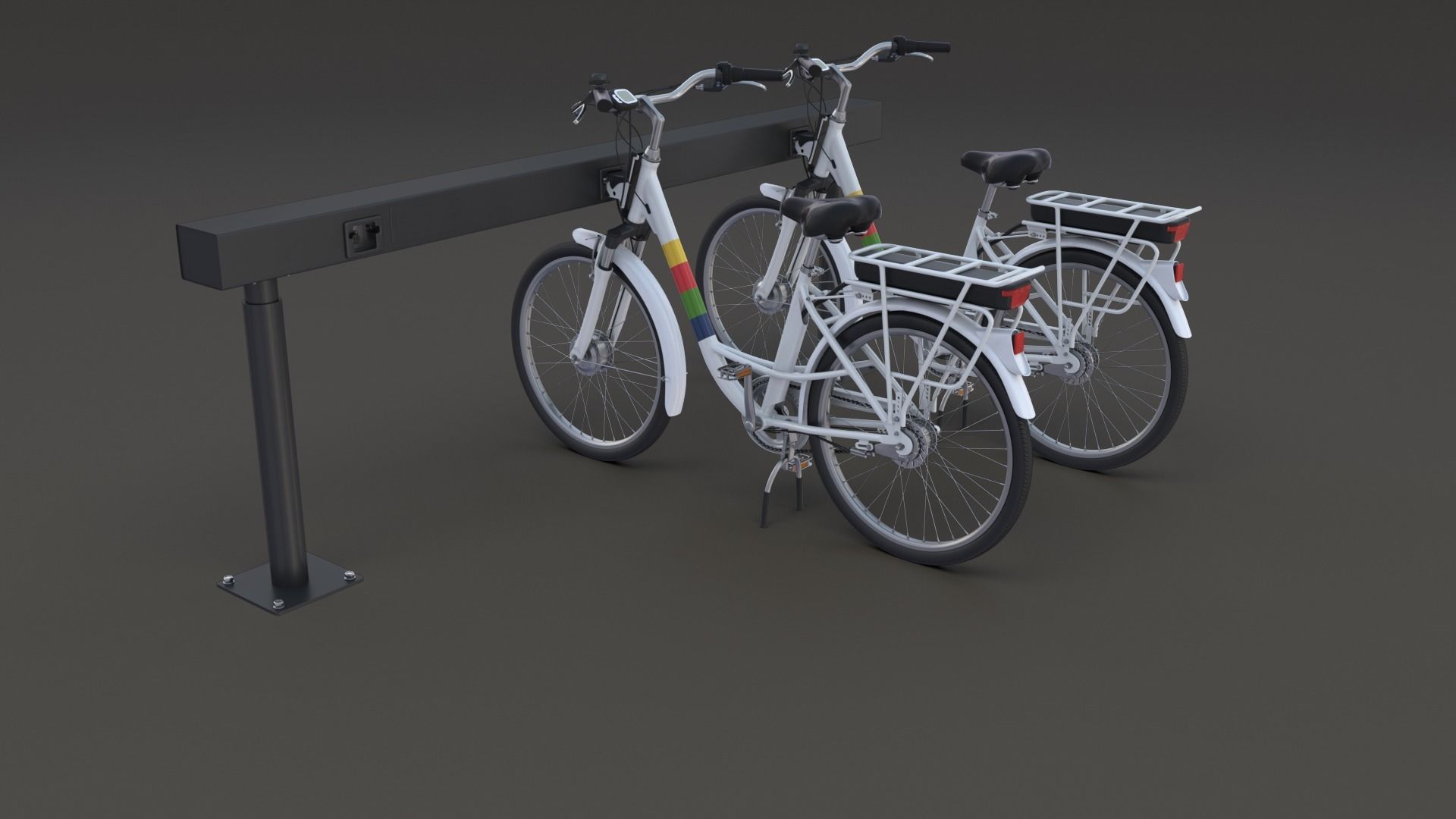 Electric City Bicycle and Station 3D model_0